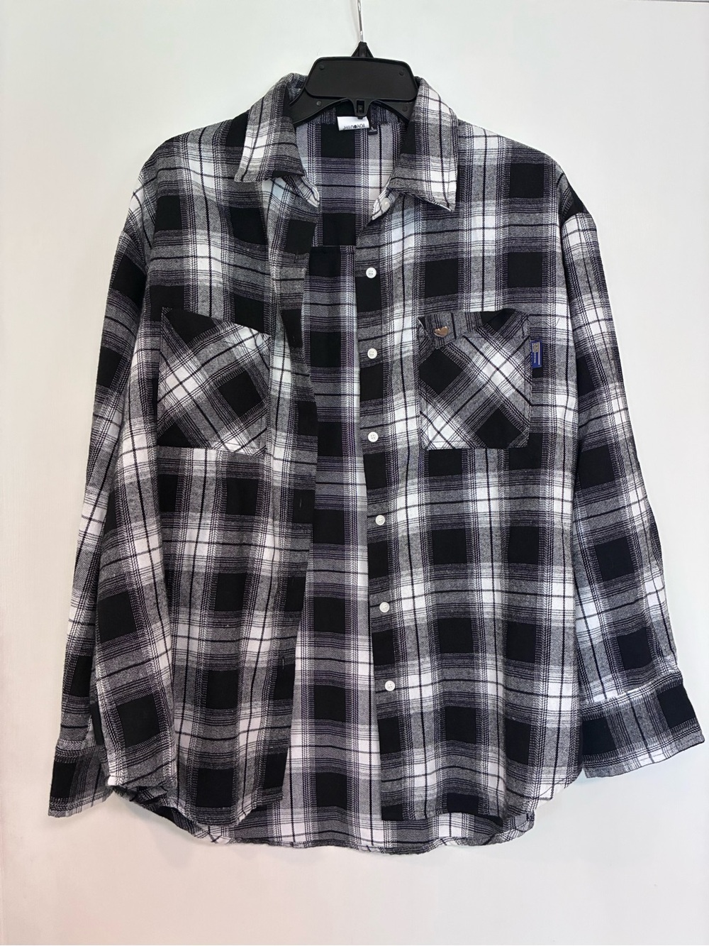 Women’s Black & White Plaid Button-Down Shirt